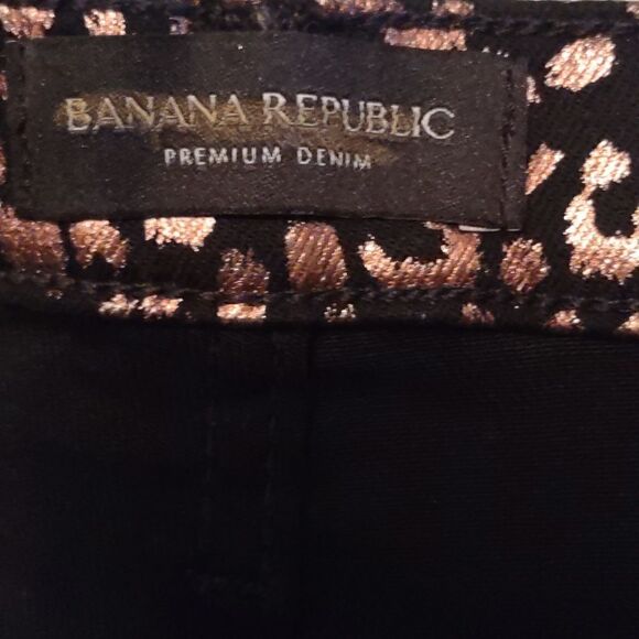 New Banana Republic Women's Size 32 metallic leopard print mid-rise skinny jeans - Picture 7 of 10